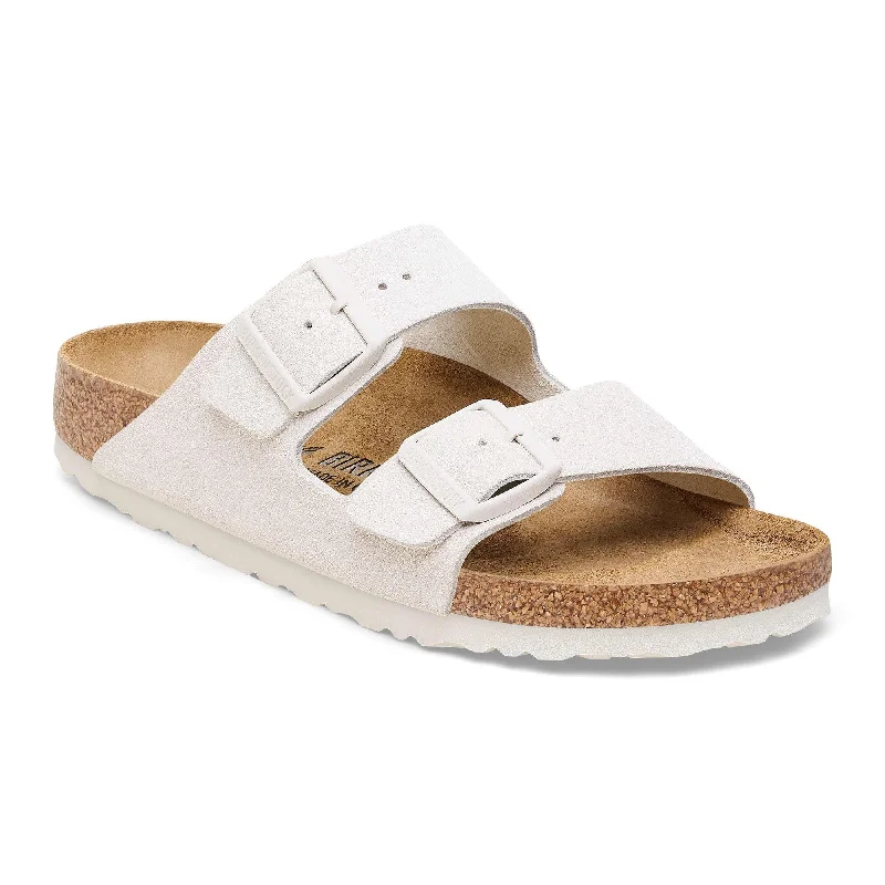 Birkenstock Arizona Suede Ladies Narrow Antique White Suede Arch Support Buckle Sandals