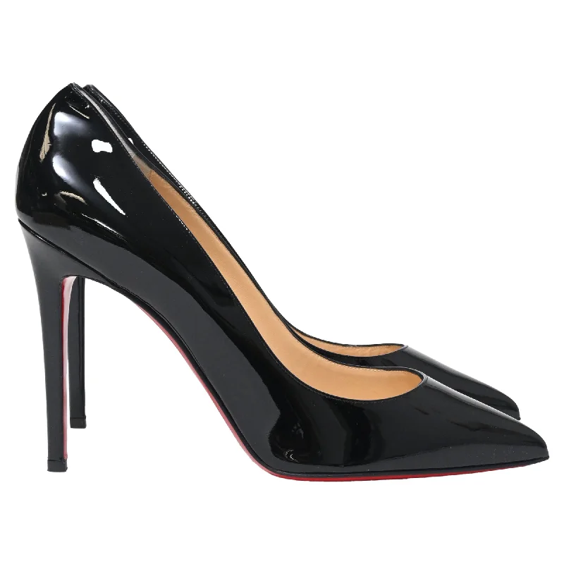 Christian Louboutin Pigalle 100 Pointed Pumps in Black Patent Calf Leather