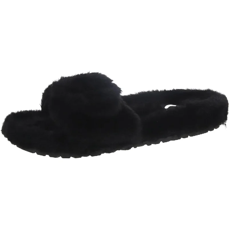 Journee Collection Womens Faux Fur Flat Slide Slippers