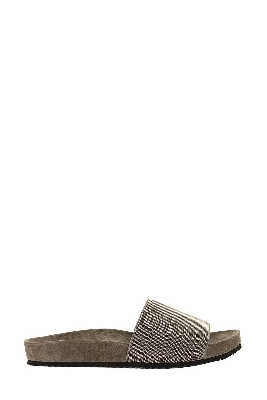 BRUNELLO CUCINELLI Metallic Open Toe Slip-On Flats for Women