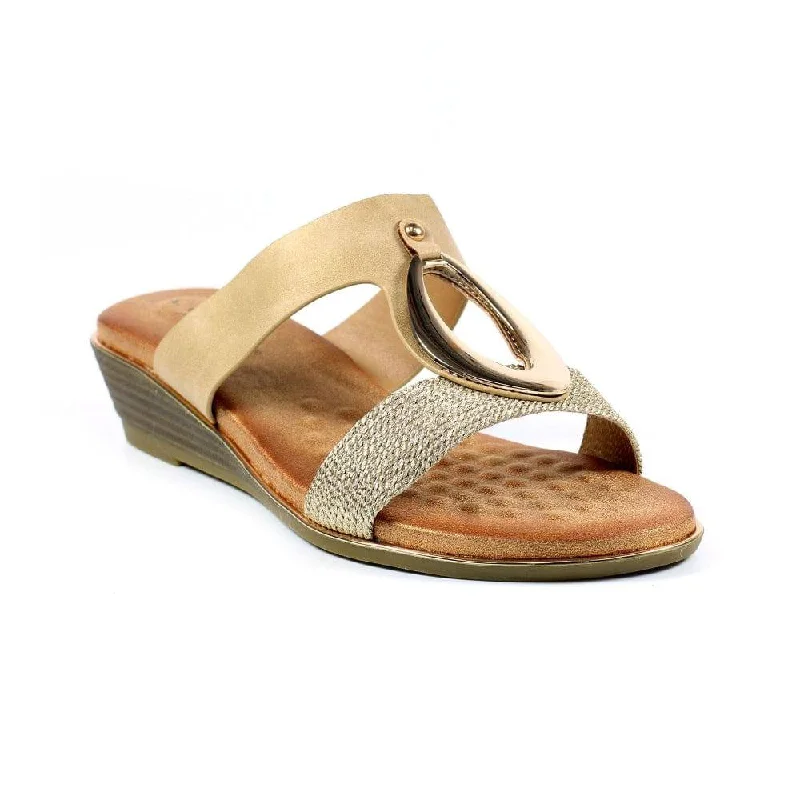 Lunar JLH434 Porto Ladies Beige Slip On Sandals