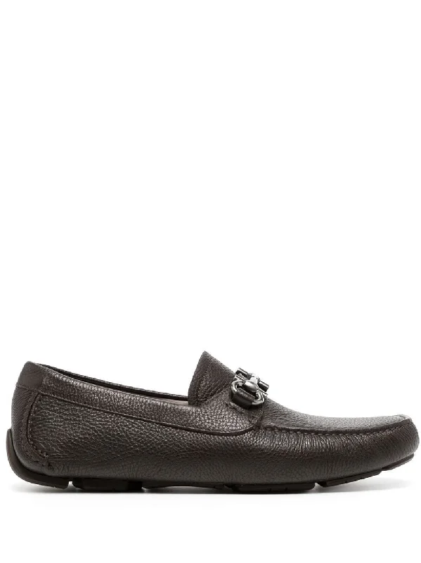 Ferragamo Gancini Hook Leather Driver Loafers