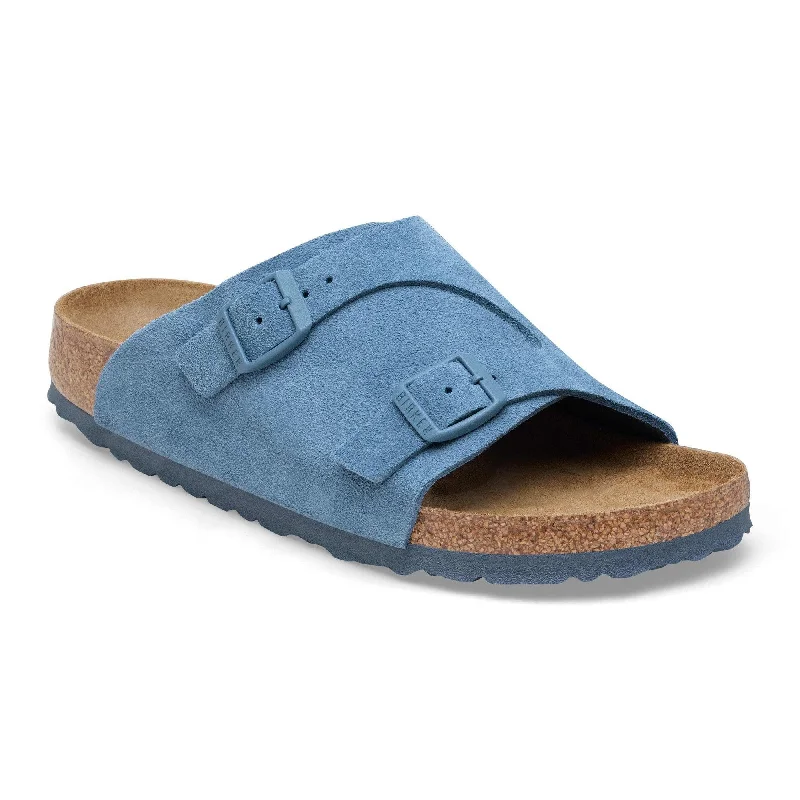 Birkenstock Zürich Suede Ladies Elemental Blue Suede Arch Support Buckle Sandals