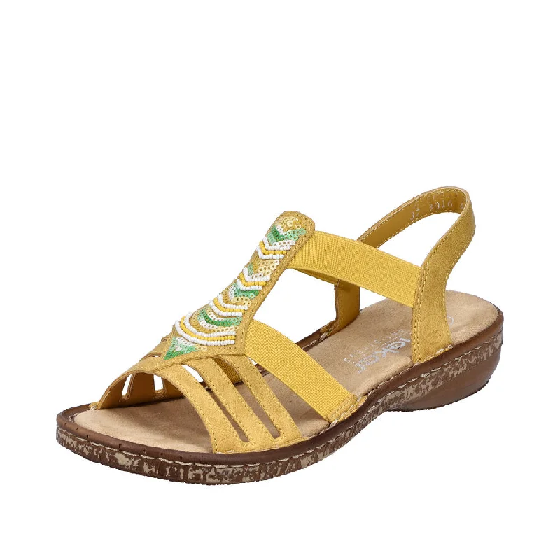 Rieker 62808-68 Ladies Yellow Slip On Sandals