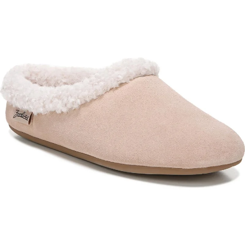 Zodiac Womens Paloma Suede Faux Fur Lined Scuff Slippers