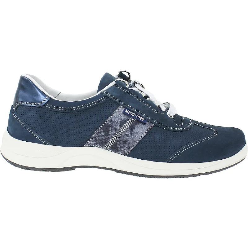 Women's Mephisto Laser Perf Navy Nubuck/Blue Boa Leather