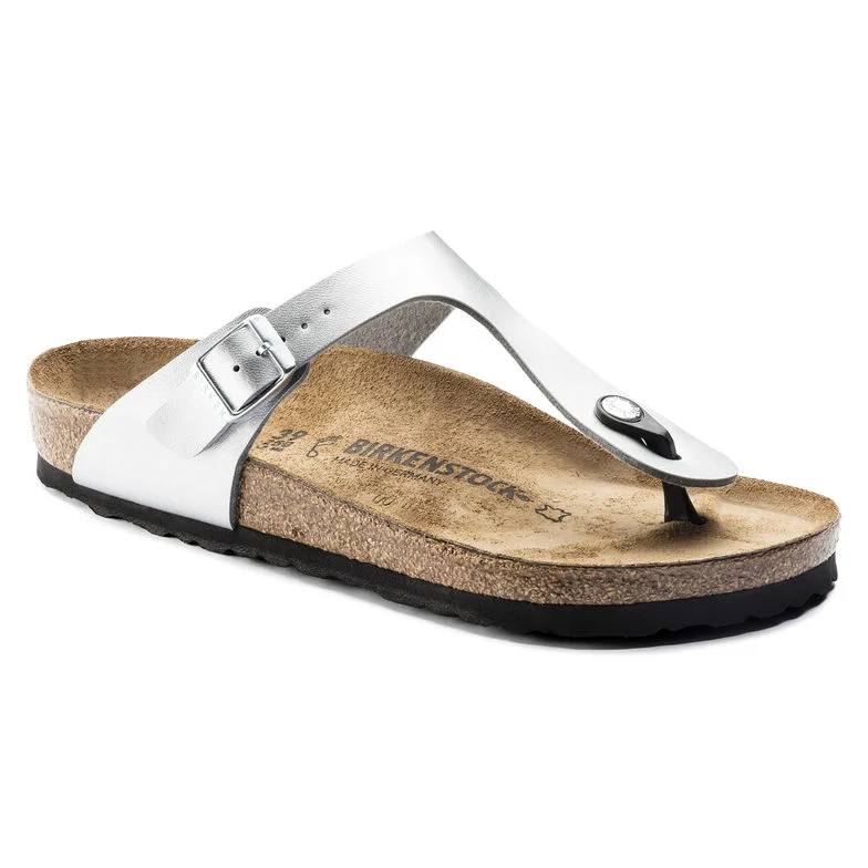 Birkenstock Gizeh BF 43851 Ladies Silver Regular Fit Arch Support Slip On Sandals