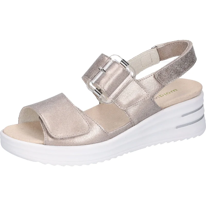 Waldlaufer 795006 131 070 H-Dina Ladies Gold Leather Arch Support Touch Fastening Sandals