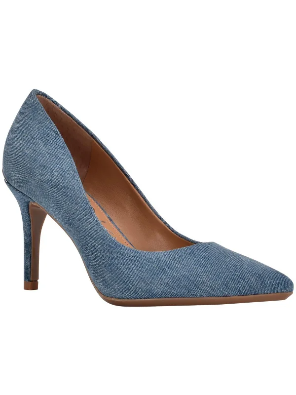 GAYLE3 Womens Cushioned Footbed Denim Pumps