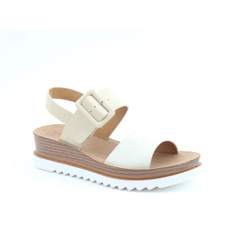 Heavenly Feet Pistachio Ladies Nude/Stone Vegan Buckle Sandals