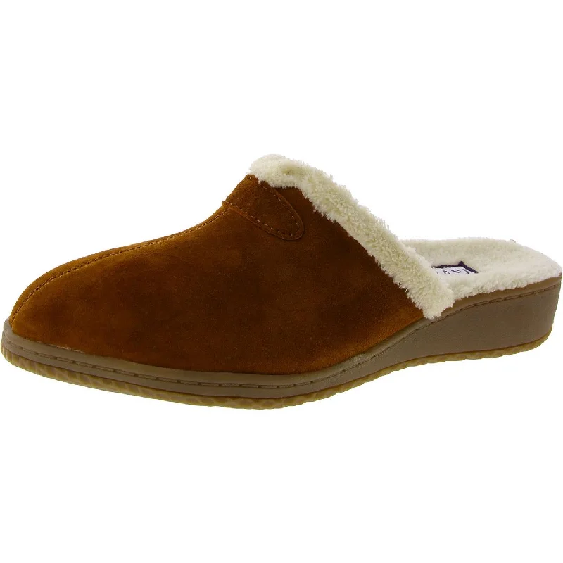 David Tate Womens Jam Suede Faux Fur Lined Slide Slippers