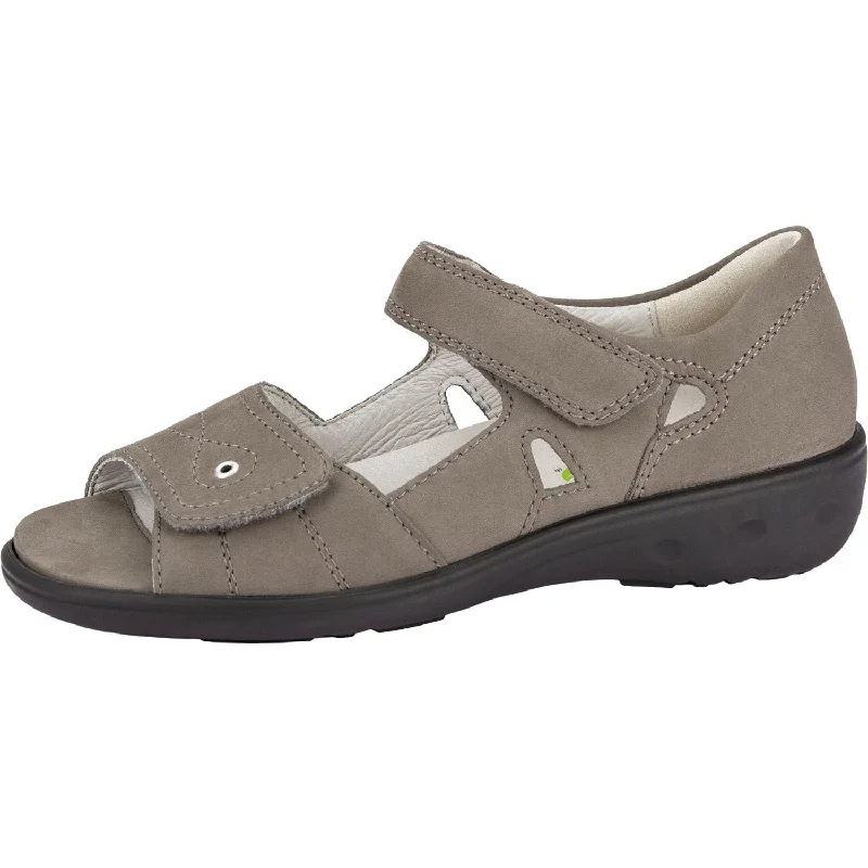 Waldlaufer 684021 191 088 Kara Ladies Stone Nubuck Arch Support Touch Fastening Sandals