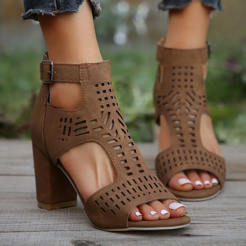 Back Zipper Design Summer Sandals For Women