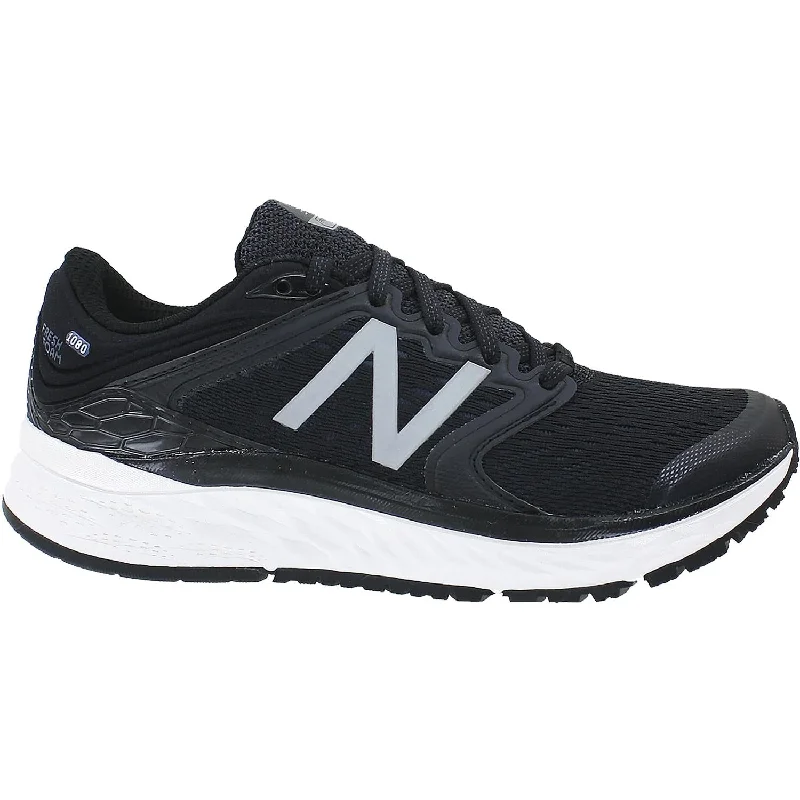 Women's New Balance W1080BW8 Fresh Foam Running Shoes Black/White Mesh