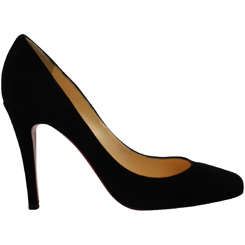 Christian Louboutin Square Toe Pumps in Black Suede