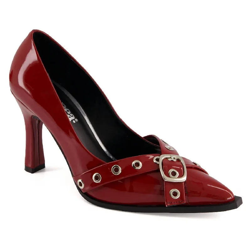 Women's Stilettos With Double Strap Ornament Pumps In Red