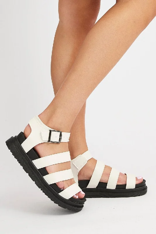 White Strap Flat Sandals