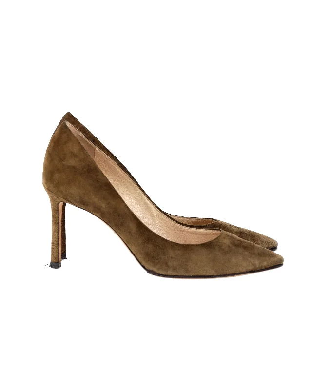 Jimmy Choo Love Pumps in Olive Suede