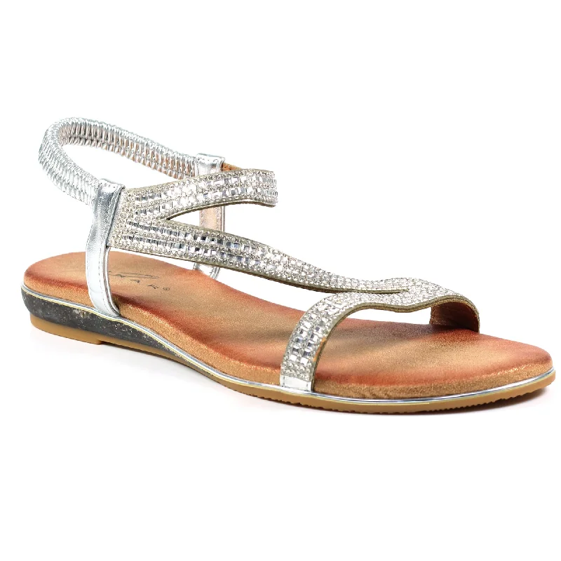 Lunar Blaise II JLH321 Ladies Silver Pull On Sandals