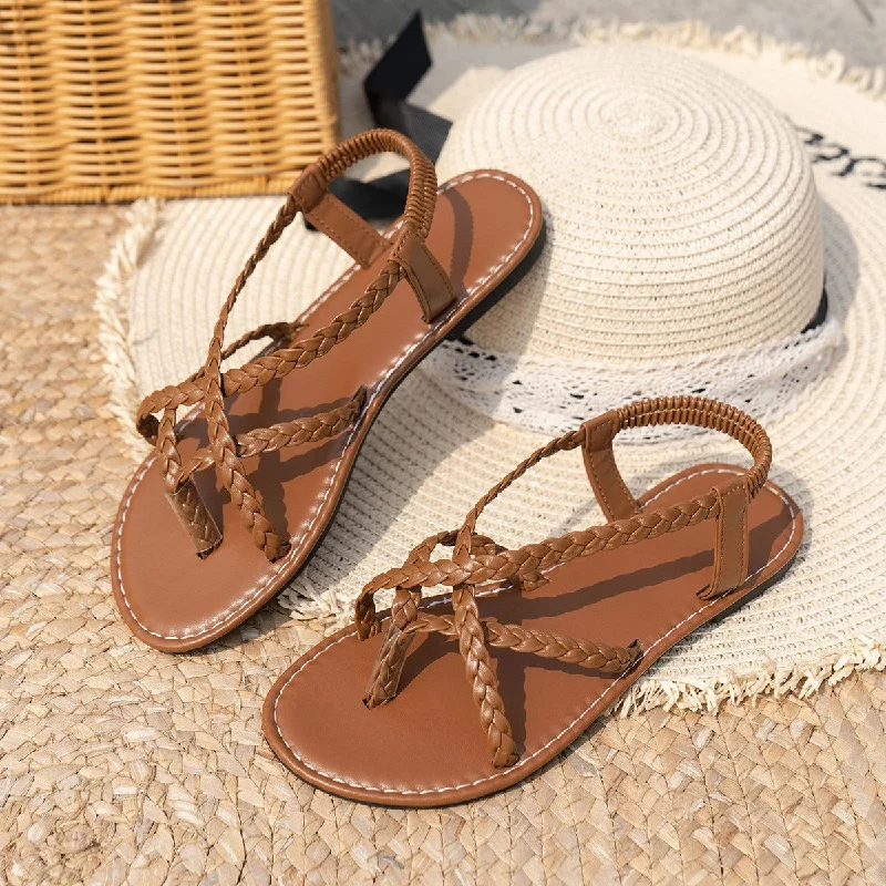 Summer Woven Plus Size Flip-Flops Flat Sandals